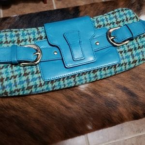 Banana Republic Plaid Teal and Brown Clutch